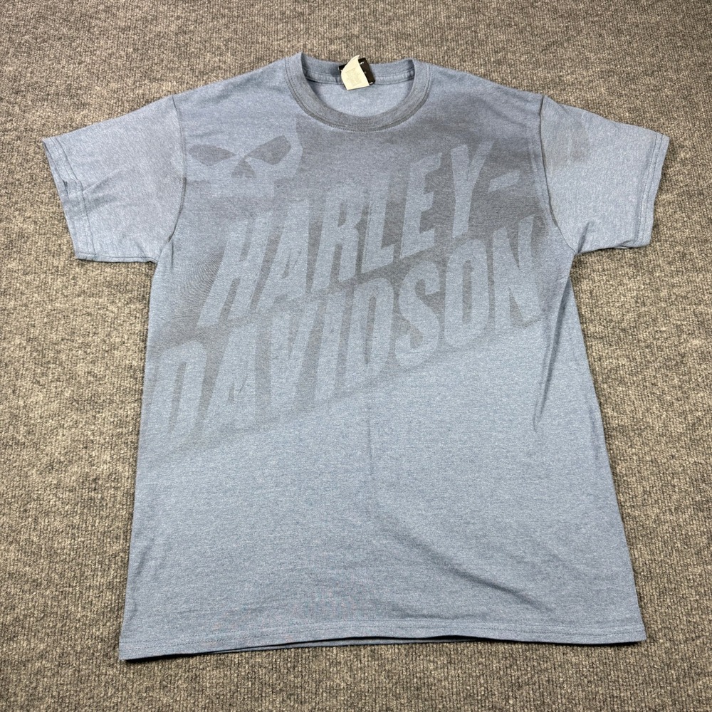 Harley Davidson Shirt Mens M Blue Cannonball Motorcycles Speed Power Indiana